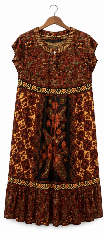 پیراهن نخی زنانه طرح سنتی چندرنگ وارداتی